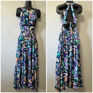 Anthropologie x Abel the Label Purple  and Blue Halter Neck Backless Sundress